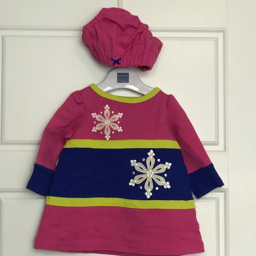 Hartstrings Snowflake Applique Dress and Bloomers Set Baby‎ Girl Size 6-9M Pink